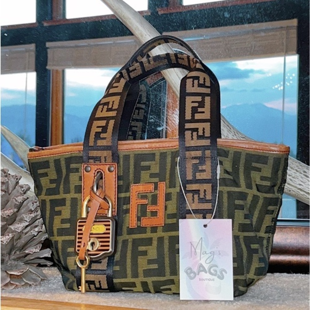 Fendi Brown and Gold Tote Bag with Iconic FF Logo
